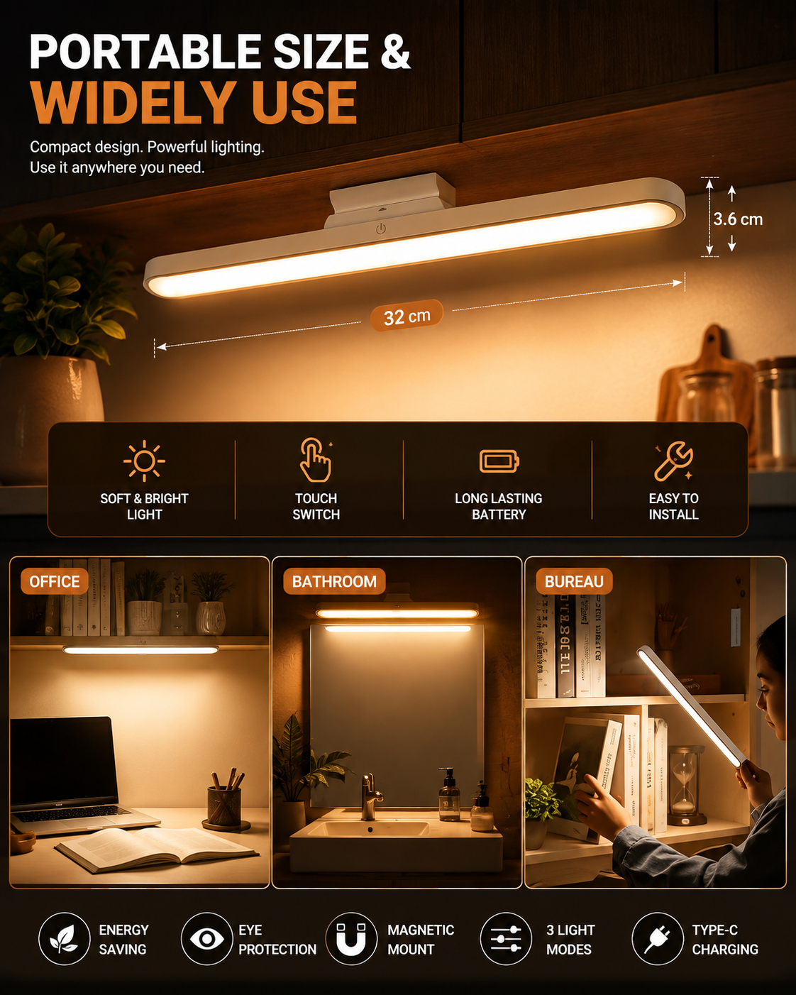LED Reachable Touch Lamp